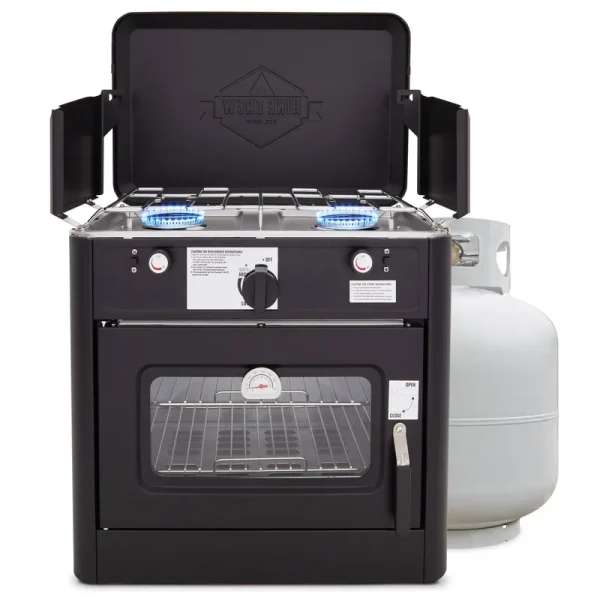 Hike Crew Portable Camping Oven with Dual Burner Propane Stove - Black