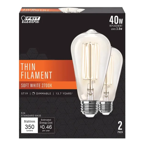 Feit Electric 3011407 40W Equivalence ST19 E26 Filament LED Bulb Soft White - Medium