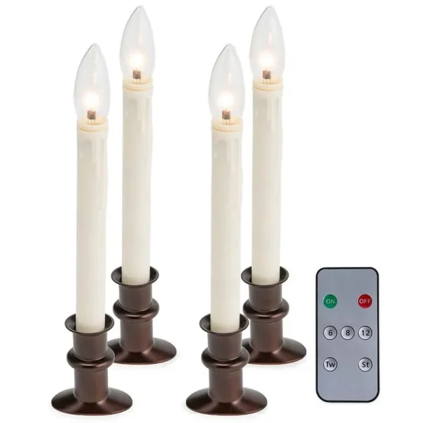 Plow & Hearth Adjustable Window Hugger Candles, Set of 4 with Remote