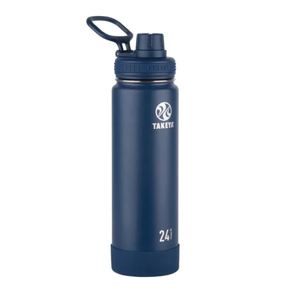 Takeya Actives Insulated Stainless Steel Bottle with Insulated Spout Lid, Navy, 24 oz