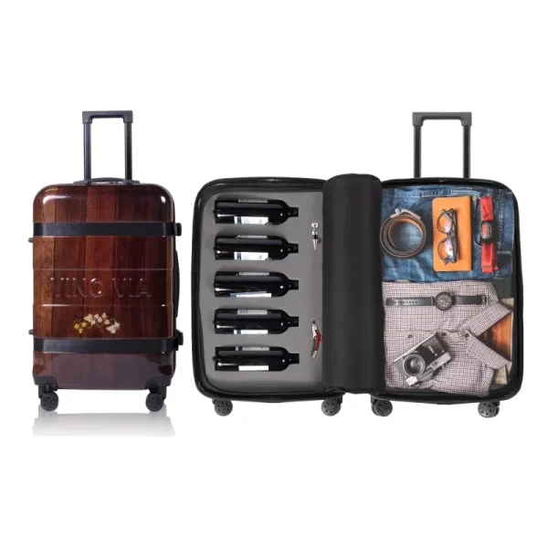 The Ten (10 - Bottle) Wine Luggage, TSA Approved Anti - Theft Zipper, Lightweight Hard Shell Spinner Suitcase