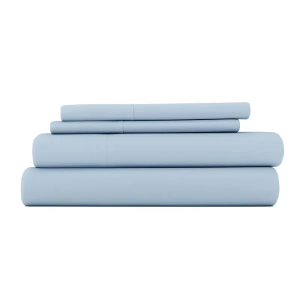 Home Collection Premium Ultra Soft 4 Piece Solid Bed Sheet Set, Queen - Light Blue