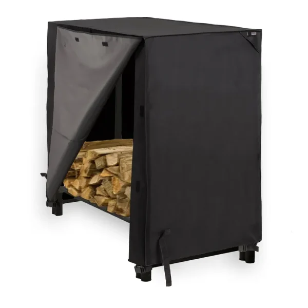 Modern Leisure Monterey 4' Outdoor Log Rack Cover, Black, Size: 48 inch Large x 24 inch W x 42 inch H