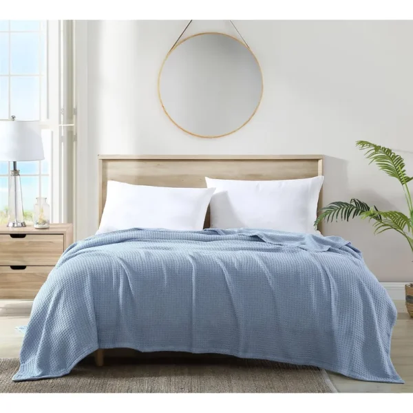 Tommy Bahama Coast Cotton Bed Blanket, King, Coastal Blue