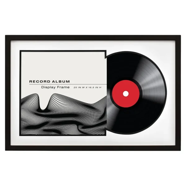 MCS Double Groove Record Album Frame with Black Bottom Mat, Black, 16.5 x 25 in