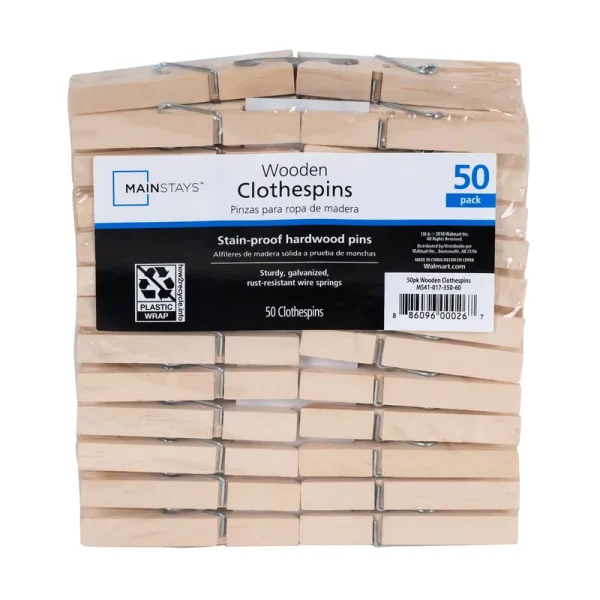 Mainstays Wood Clothespins, 50 Count, Beige