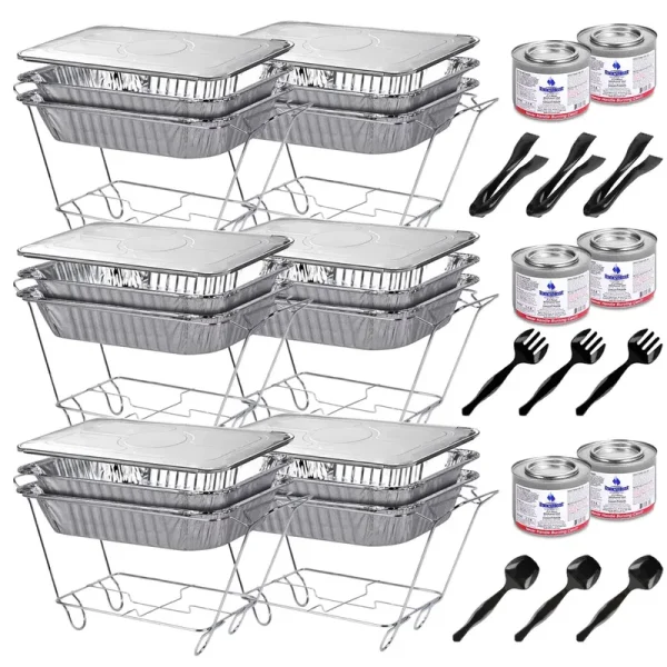 Herofiber Chafing Dish Buffet Set - 39pc Disposable Set - Half-Sized (9x13) Buffet Servers and Warmers, Party Dish Warmer, Buffet Server, Catering Supplies for