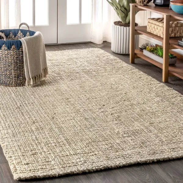 3'x5' Pata Hand Woven Chunky Jute Area Rug, Light Ivory - Jonathan Y