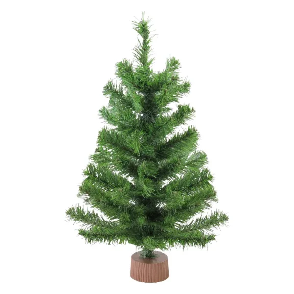 Northlight Mini Pine Artificial Christmas Tree in Faux Wood Base, 24"