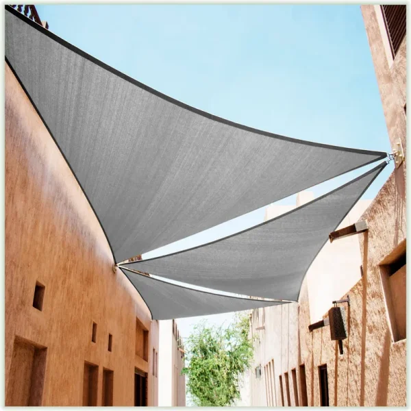 ColourTree 14 ft. x 14 ft. x 19.8 ft. 190 GSM Grey Right Triangle Sun Shade Sail Screen Canopy Outdoor Patio and Pergola Cover