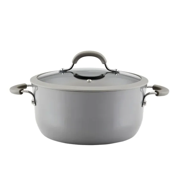 Rachael Ray Cook + Create 5qt Aluminum Nonstick Dutch Oven with Lid - Gray