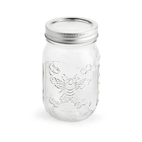 Ball Honeybee Keepsake Mason Jars with Lids and Bands, Regular Mouth, 16 oz Pint Jars, 6-Pack