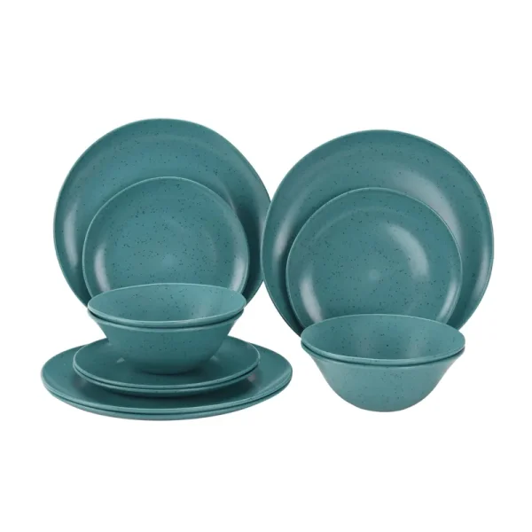 Mainstays 12-Piece Eco-Friendly Dinnerware Set Aqua