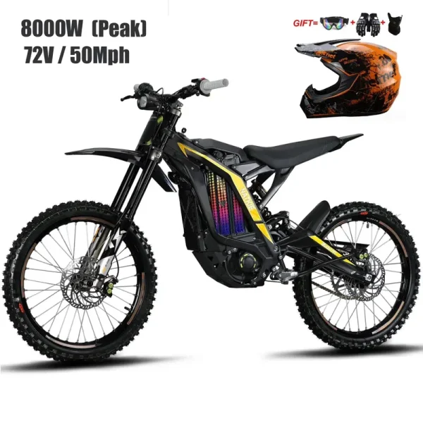 Electric Motorcycle Bike for Adults, Electric Dirt Bike 8000W(Peak) Mid - Mounted Motor 72V/30AH Removable Battery, Max Speed 50MPH/76miles Off Road Electric Mountain Bike, Dual LED Headlight