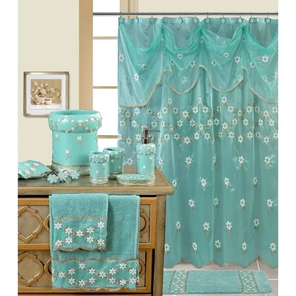 Daniels Bath Decorative Single Shower Curtain Blue