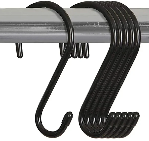 Smart Design Premium S Hooks with Rubber Gripped Finish Set of 6 - Steel Metal Frame - Rust Resistant Finish - Hanging Kitchen, Closet, and Storage
