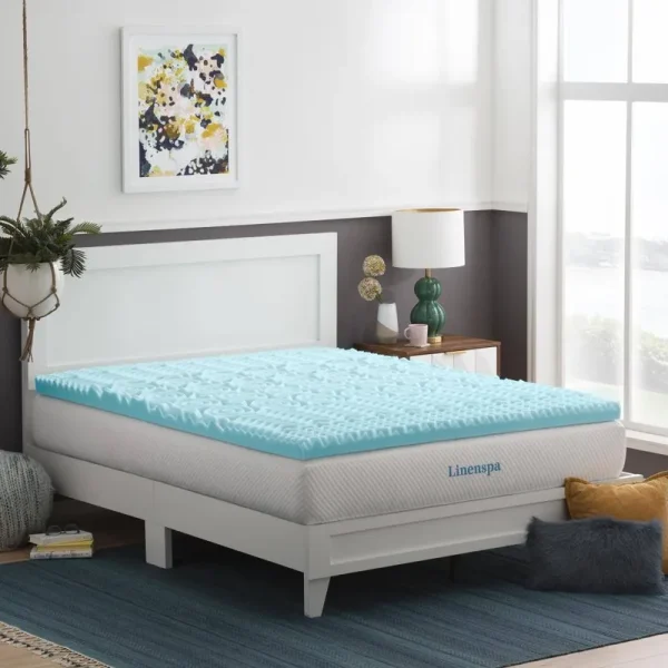 Linenspa Essentials Zoned Gel Memory Foam Mattress Topper - Blue (Twin XL - 3 inch)