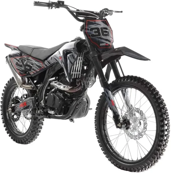 NEW Apollo AGB 36 Adults Youth 250cc DB36 Dirt Bike Pit Bike Gas Dirt Bike Manual Clutch 5 Speed Gas Motorcycle - Sporty Black Color