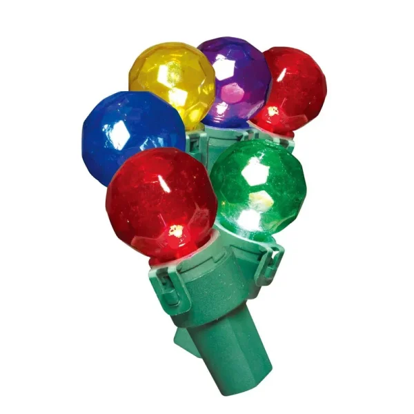 Holiday Time 50-Count LED Diamond-Cut Glass G15 Christmas Lights with Wire - Multicolor & Green - 13.6 ft