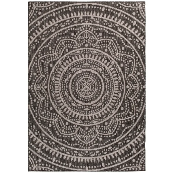 Mainstays Gray Global Medallion Indoor Outdoor Area Rug, 6'x9', Size: 6' x 9'