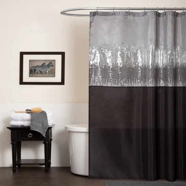 Night Sky Shower Curtain Black/Gray - Lush Decor