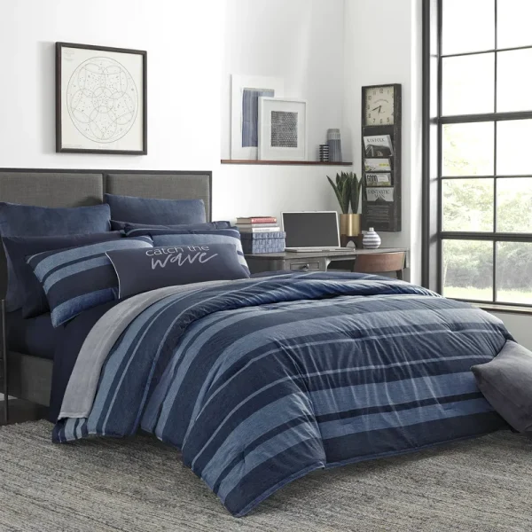 Nautica Longpoint Navy Cotton Comforter Set - Twin
