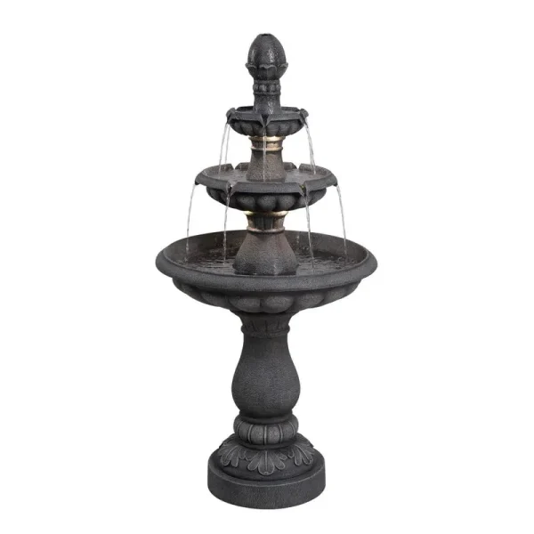 Style Selections 3 Tier Fountain 46.3-in H Resin Tiered Fountain Outdoor Fountain in Gray | MZ15418GA
