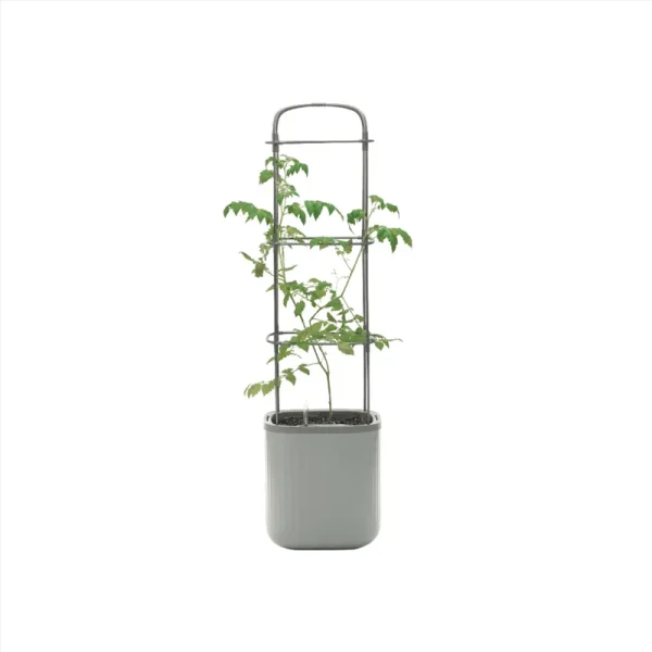 Self-Watering Rolling Tomato Planter Pot with Trellis Fog Gray