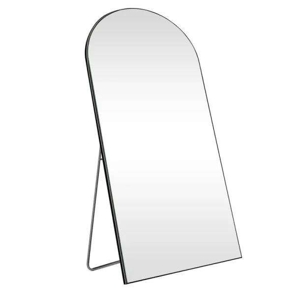 Seafuloy 32 in. W x 71 in. H Oversized Classic Modern Arch-Top Full Length Black Standing Mirror