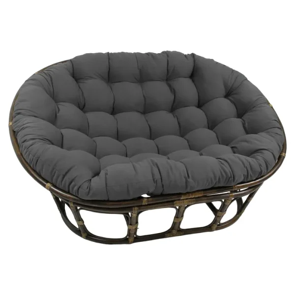 Blazing Needles 93304-TW-GY 65 x 48 in. Solid Twill Double Papasan Cushion, Steel Grey