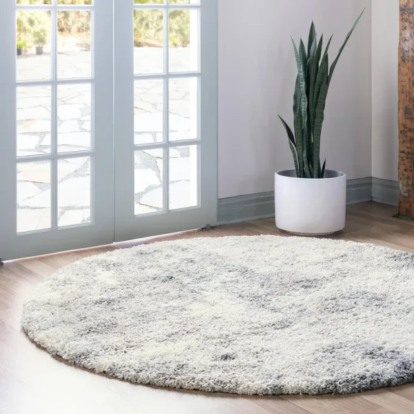 Soft Touch Shag Pebble Gray 6 ft Round Round Area Rug