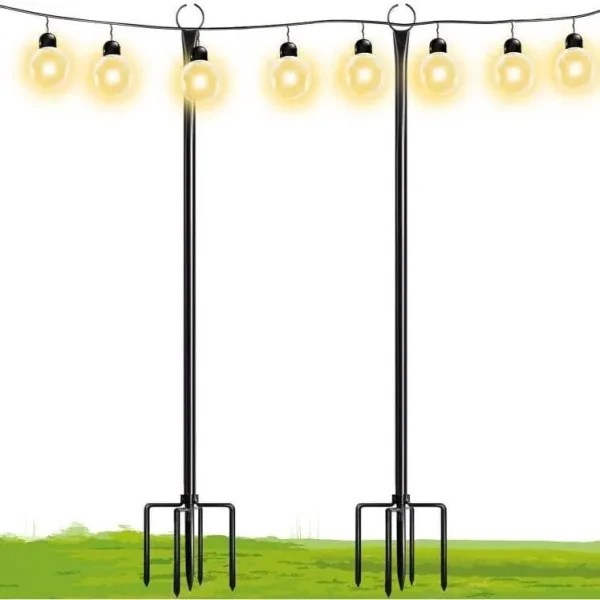Walensee 9.4 ft String Light Poles with Hook for Hanging String Lights for Garden Party Patio Christmas Wedding - 2 Pack