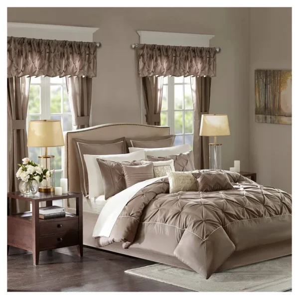 Madison Park Essentials Joella 24-Piece Room in A Bag, Taupe - Queen