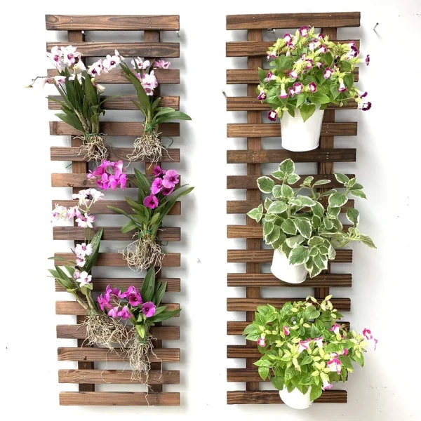 ShopLaLa Wall Planter-2 Pack Wooden Hanging Planters for Indoor Plants,Wall Mounted Plant Stand Ladder Outdoor Vertical Garden Balcony Unique Live
