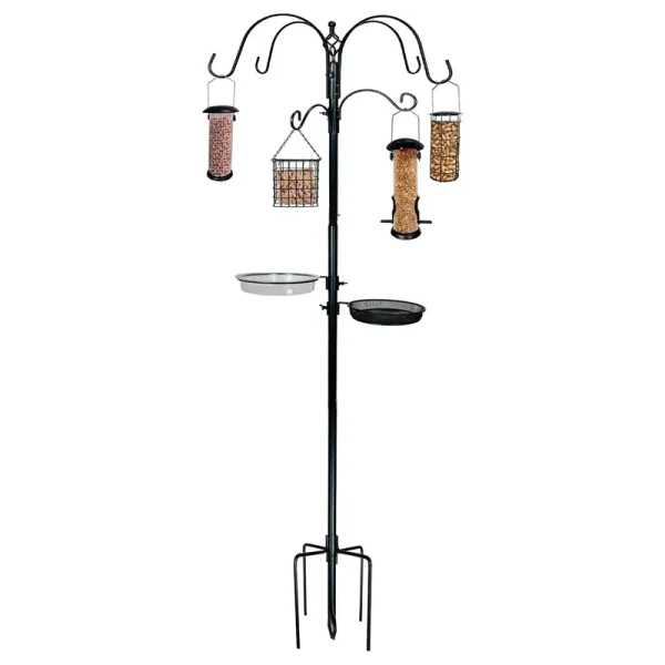 Ashman Premium Bird Station & Birdbath Kit w/ 4 Feeders, 91" Tall, 2 Sided Hook