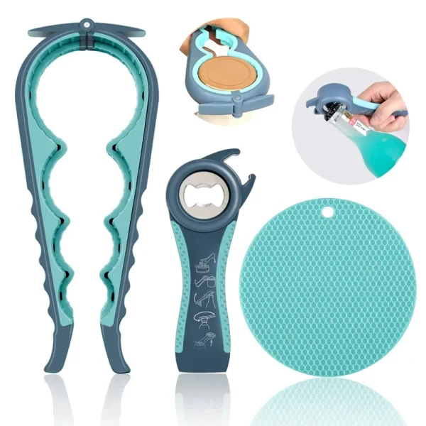 HUMANFUN Jar Opener for Weak Hands, Seniors with Arthritis, 5 in 1 Multi Function Bottle Opener Lid Opener for Arthritic Hands with Non Slip Rubber