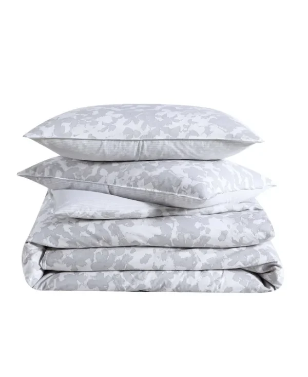 Kenneth Cole Merrion Organic Cotton Grey Duvet Cover Set - Twin