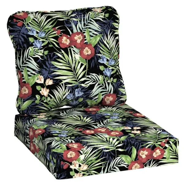 Hampton Bay 24 in. x 22 in. Black Tropical Deep Seating Outdoor Lounge Chair Cushion