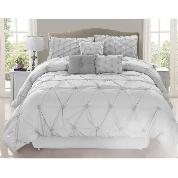 Deana Modern & Contemporary Comforter Set Etta Avenue Color: Gray, Size: Queen Comforter + 6 Additional Pieces