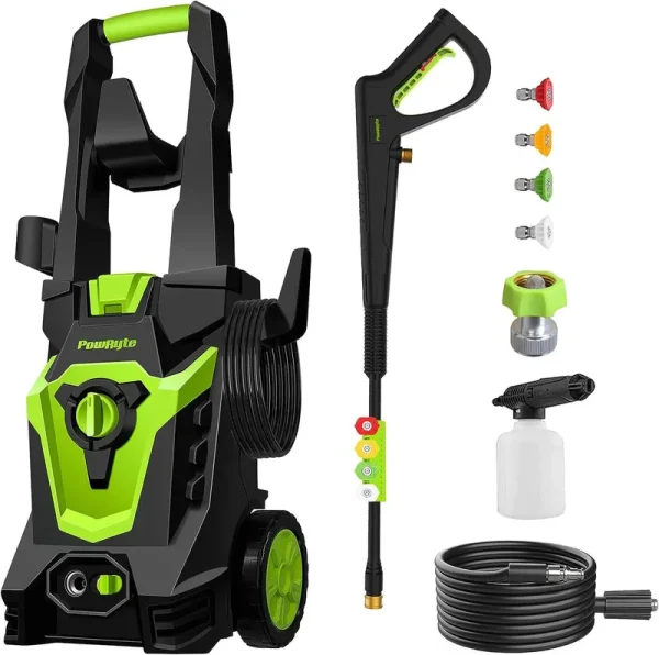 Powryte Electric Pressure Washer, Foam Cannon, 4 Different Pressure Tips, Power Washer, 3800 PSI 2.4 GPM