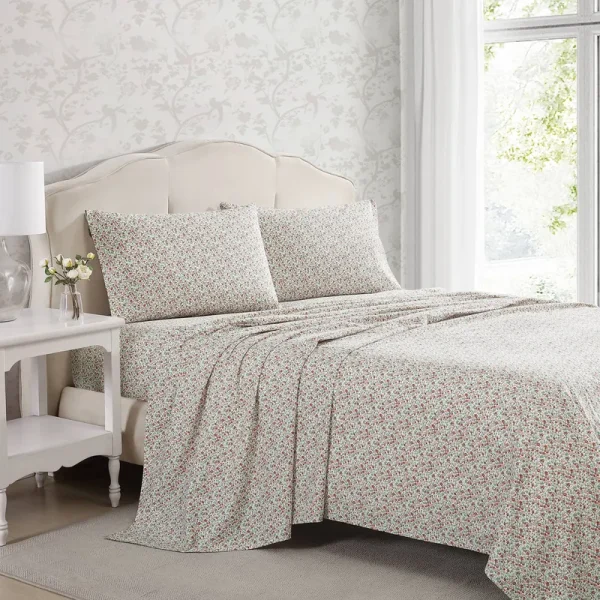 Laura Ashley Printed Cotton Percale Sheet Set - Full - Emogene Burnt Orange