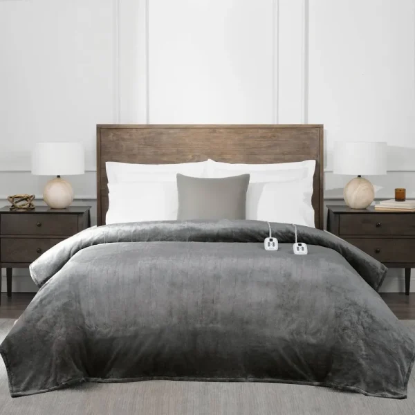 Full Heated Blanket Gray - Brookstone