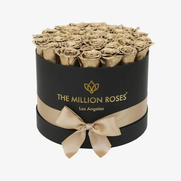 Supreme Black Box of Roses - Gold