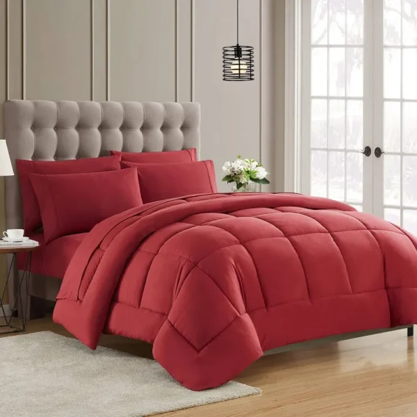 Sweet Home Collection 7 Piece Bed-in-a-Bag Down Alternative Comforter & Sheet Set - Black - Queen