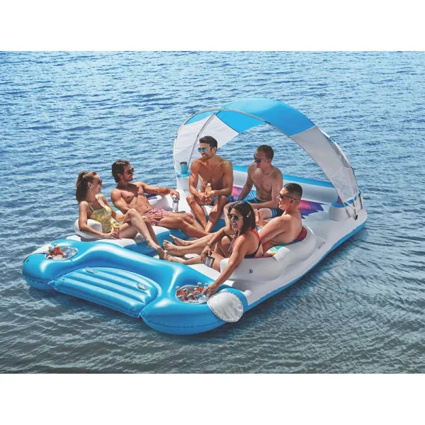 Member's Mark Floating Island with Canopy - Chevron Rainbow