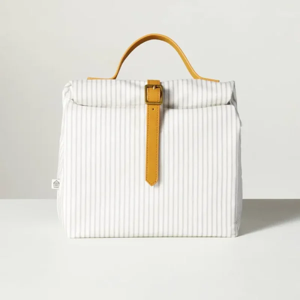 Ticking Stripe Waxed Canvas Lunch Bag Gray/Cream - Hearth & Hand with Magnolia