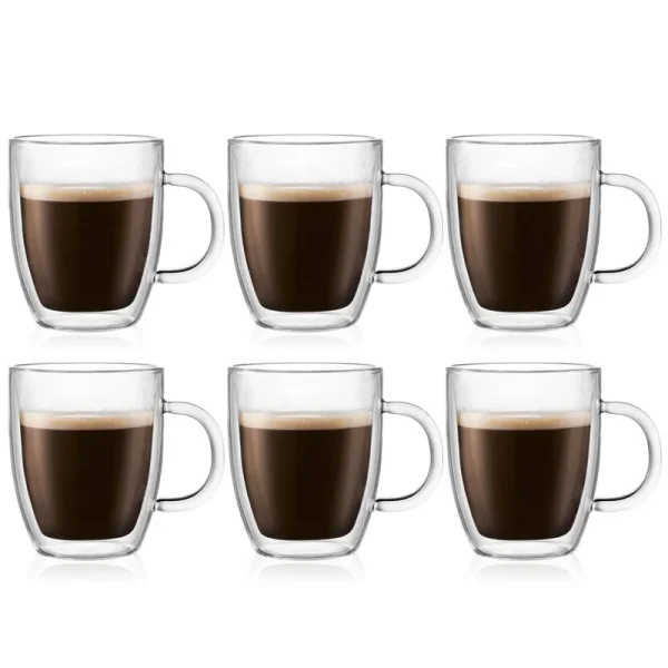Bodum Bistro 6 Pcs Mug, Double Wall, 0.3 L, 10 oz Transparent