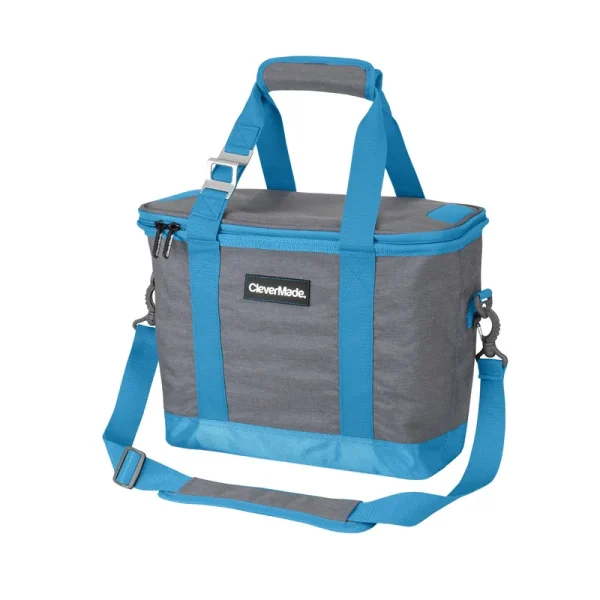 Clevermade Tahoe Soft Sided Leakproof Collapsible 21qt Cooler with Shoulder Strap - Gray/Blue
