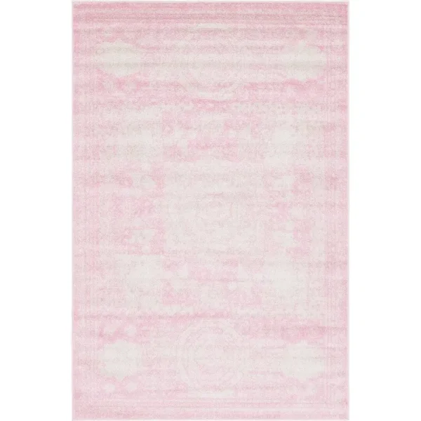 Fawe Oriental Pink/Ivory Area Rug Bungalow Rose Rug Size: Rectangle 6' x 9'