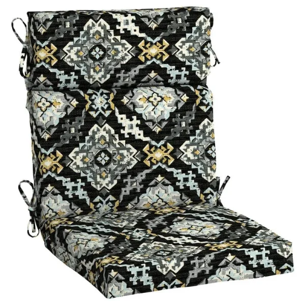 21.5 in. x 20 in. One Piece High Back Outdoor Dining Chair Cushion in Geo Medallion